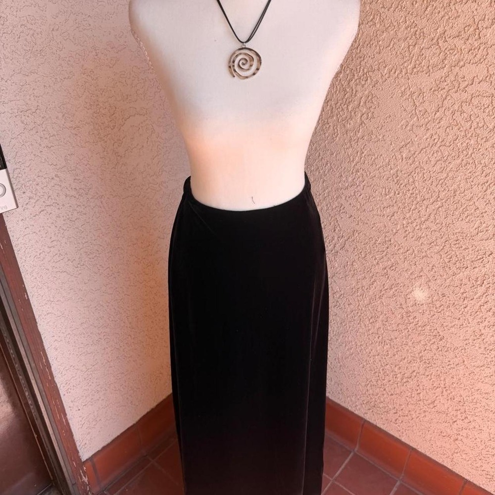 Vintage Black velvet maxi skirt with zipper